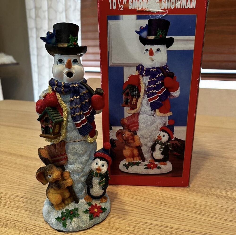 Vintage Jaimy 10.5" Smoking Snowman Cone Incense Burner Holder Comes W/ Incense